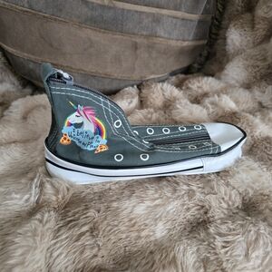 Kids High-Top Unicorn Sneaker Pencil Holder - Gray